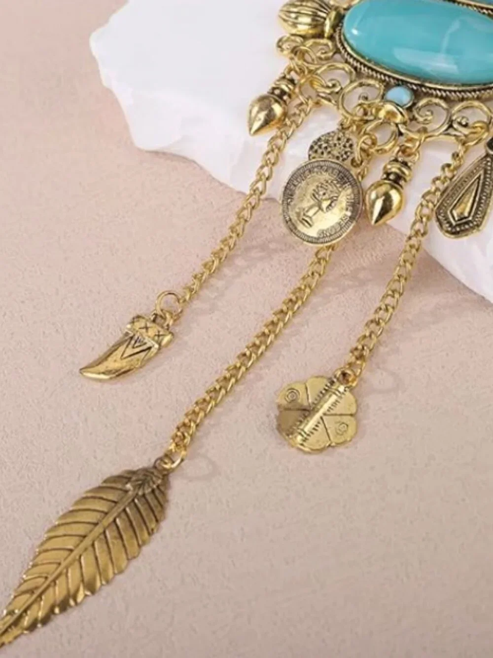 ♡ Bohemian Coin Collar Bib Statement Turquoise Multilayer Necklace♡